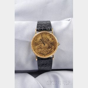 18kt Gold and $20 Gold Coin Wristwatch, Corum