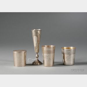 Four Silver Kiddush Cups