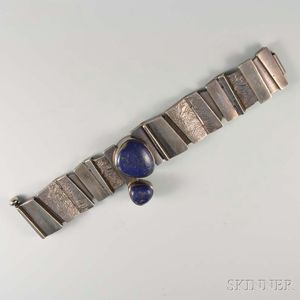 Jan Lohmann Modern Sterling Silver and Lapis Bracelet