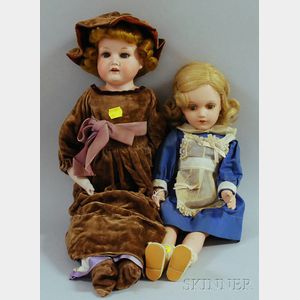 Armand Marseille Bisque Shoulder Head Doll and a Composition Doll