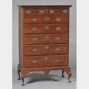 Queen Anne Cherry Grain-painted Chest-on-frame