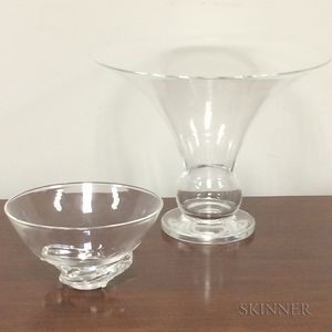 Two Steuben Colorless Glass Tableware