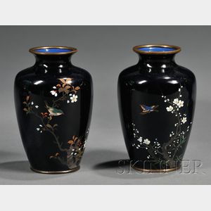 Pair Cloisonne Enameled Vases
