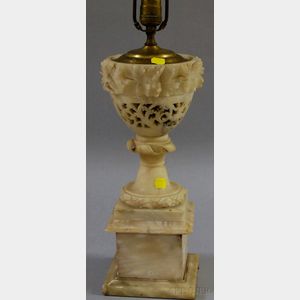 Carved and Reticulated Alabaster Table Lamp