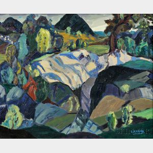 Leighton R. Cram (American, 1895-1981) Mountain View with a Ravine