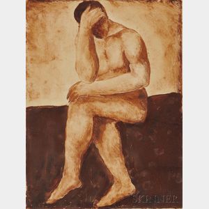 Abraham Walkowitz (American, 1878-1965) Pensive Nude.
