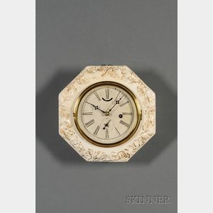 Octagonal Porcelain Front Wall Clock by Forestville Hardware and Clock Company
