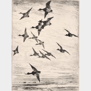 Frank Weston Benson (American, 1862-1951) High-Flying Ducks