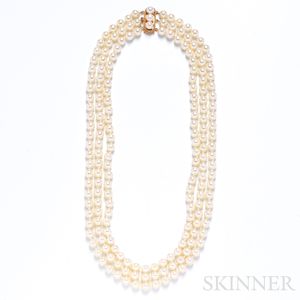Cultured Pearl Triple-strand Necklace