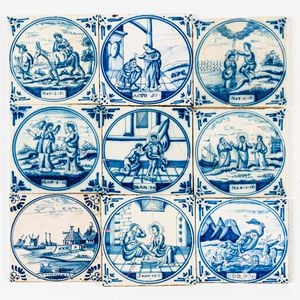 Thirteen Dutch Delft Ceramic Tiles