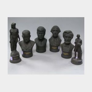 Six Wedgwood Black Basalt Busts and Figures