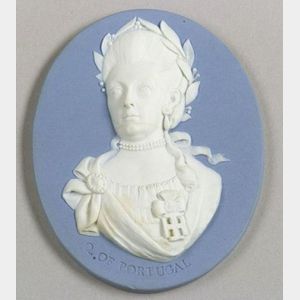 Wedgwood Solid Blue Jasper Medallion of Marie I, Queen of Portugal