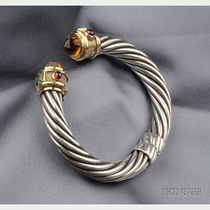 Sterling Silver, 14kt Gold, and Gem-set Bracelet, David Yurman
