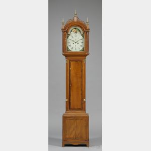Federal Mahogany Inlaid Tall Clock by Simon Willard