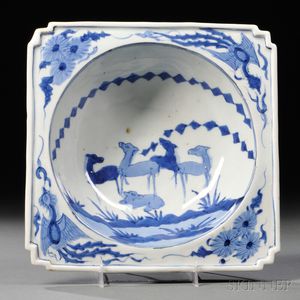 Blue and White Export Bowl with Square Flange