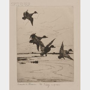 Frank Weston Benson (American, 1862-1951) Ducks Alighting