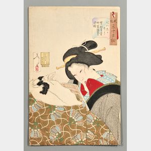 Tsukioka Yoshitoshi (1839-1892),Warm: the Appearance of an Urban Widow of the Kansei Era