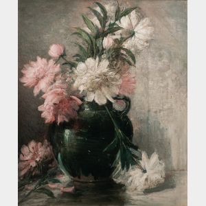 John Ferguson Weir (American, 1841-1926) Still Life with Pink and White Peonies
