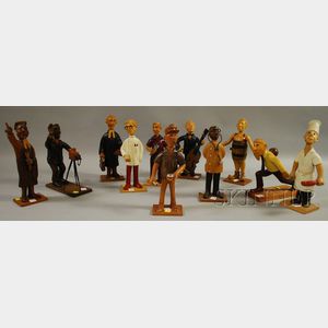 Eleven Romer Whimsical Carved and Painted Wood Figures