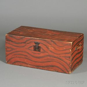 Paint-decorated Pine Dovetail-constructed Flat-top Storage Box