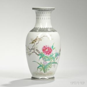 Famille Rose White Porcelain Vase
