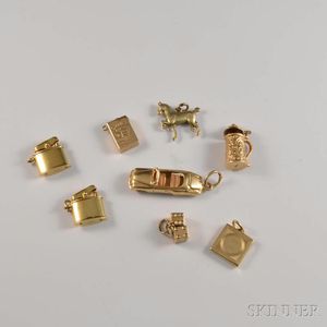 Eight 14kt Gold Figural Charms