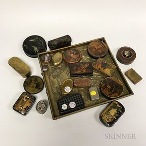 Twenty Continental Metal, Lacquer, and Agate Boxes. 