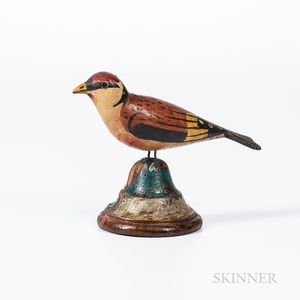 Folk Art Carved and Painted Bird