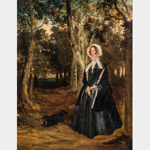 Anson A. Martin (British, act. 1840-1861) Two Works: Standing Portraits of Mr. George Penn and Mrs. Penn in Landscape Settings