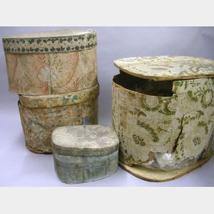 Four 19th Century Wallpaper Band Boxes