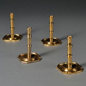 Set of Four Tiffany & Co. Gilded Sterling Silver Candlesticks