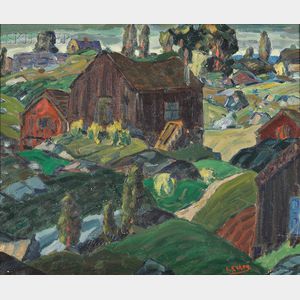 Leighton R. Cram (American, 1895-1981) Farm View, Possibly Rockport