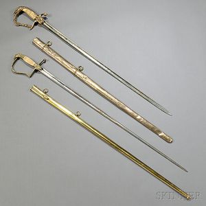 Two Eagle-pommel Swords with Scabbards