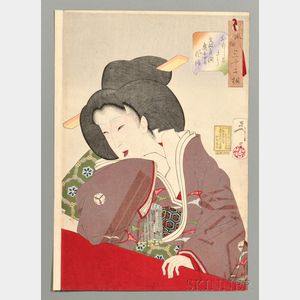 Tsukioka Yoshitoshi (1839-1892),Amused: the Appearance of a High Ranking Maid of the Bunsei Era