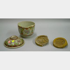 Chinese Export Porcelain Covered Tureen and Two Chinese Glazed Tile Fragments