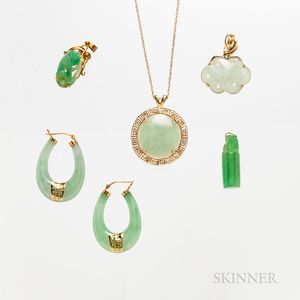 Group of 14kt Gold and Jade Jewelry
