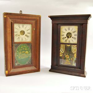 Two Mahogany Veneer Shelf Clocks