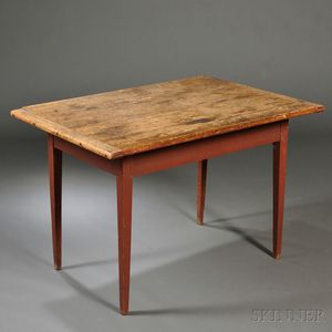 Federal Red-painted Tavern Table with Drawer