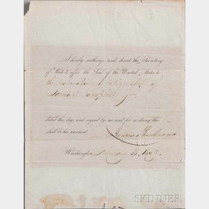 Buchanan, James (1791-1868) Document Signed, 18 February 1859.