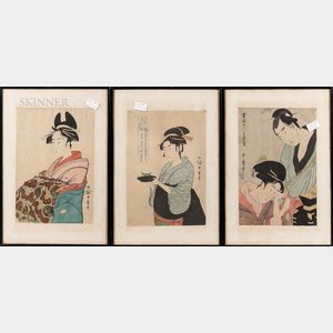 Kitagawa Utamaro (1753-1806),Three Woodblock Prints
