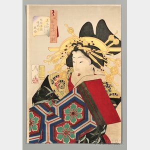 Tsukioka Yoshitoshi (1839-1892),Feminine: the Appearance of a 'Castle-toppler' of the Tempo Era
