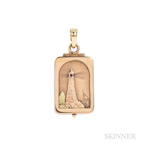 Rose Gold Locket depicting a Lighthouse