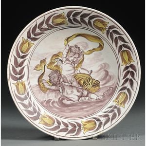 Delft Charger with Putti and Dolphin