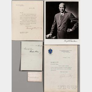 Presidential Signatures and Signed Documents, 20th c., Nine Examples.