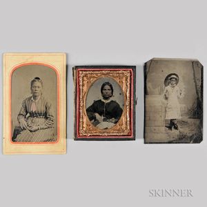 Three Tintypes Depicting African American Women. 
