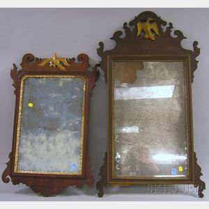 Two Chippendale Mahogany and Mahogany Veneer Mirrors