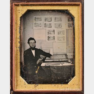 Half Plate Daguerreotype Portrait of an Architect at Work in His Office