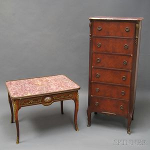 Two Pieces of Louis XV-style Marble-top Furniture