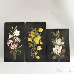 Three Victorian Oil on Panel Floral Pictures
