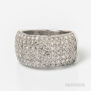 14kt White Gold and Pave-set Diamond Ring